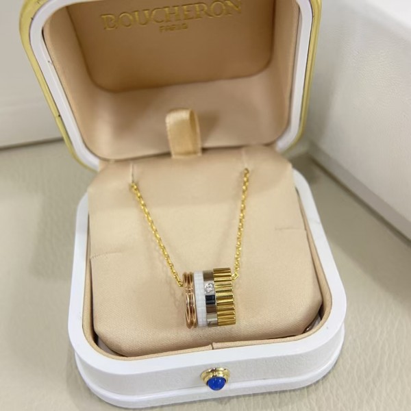 Classic brand Boucheron New single diamond wide version four-color necklace Factory Direct Sales with Free Shipping