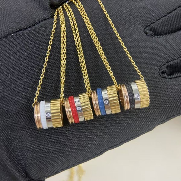 Classic brand Boucheron New single diamond wide version four-color necklace Factory Direct Sales with Free Shipping