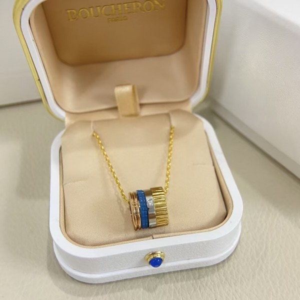 Classic brand Boucheron New single diamond wide version four-color necklace Factory Direct Sales with Free Shipping
