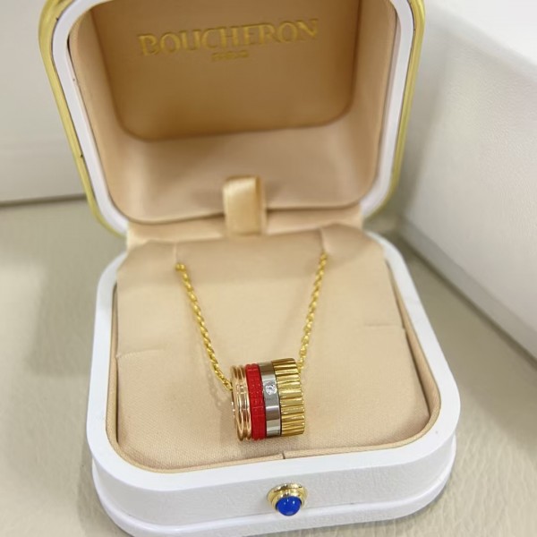 Classic brand Boucheron New single diamond wide version four-color necklace Factory Direct Sales with Free Shipping