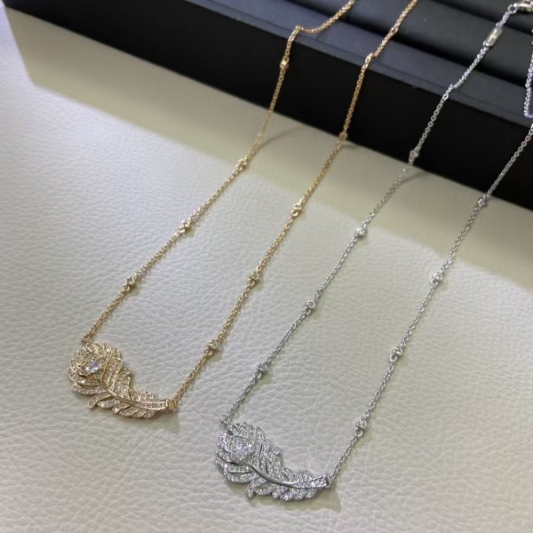 Classic brand Boucheron New Full Diamond Feather Necklace Factory Direct Sales with Free Shipping