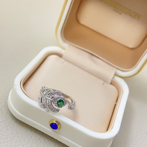 Classic brand Boucheron New Full Diamond Feather Ring Factory Direct Sales with Free Shipping