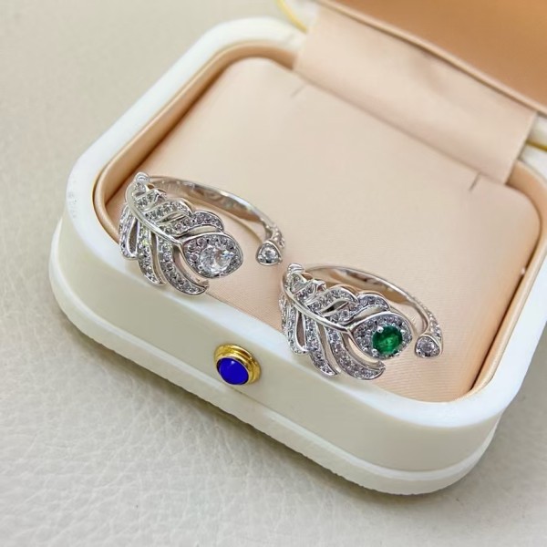 Classic brand Boucheron New Full Diamond Feather Ring Factory Direct Sales with Free Shipping