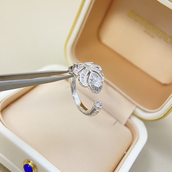 Classic brand Boucheron New Full Diamond Feather Ring Factory Direct Sales with Free Shipping