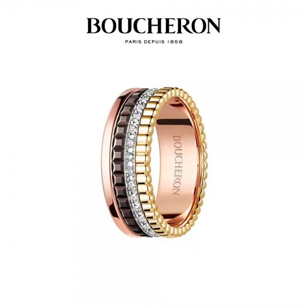 Classic brand Boucheron New version of rotatable color separation couple ring Factory Direct Sales with Free Shipping