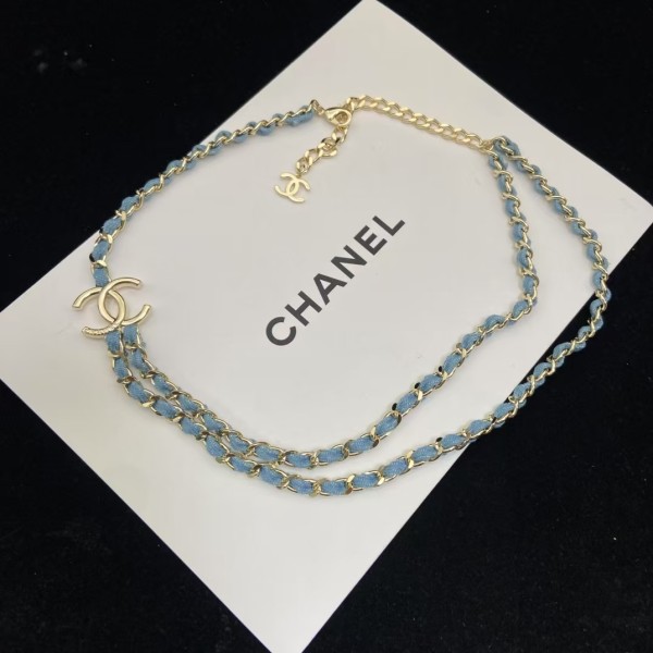 Classic brand Chanel necklace New denim blue double C necklace factory direct sales free shipping