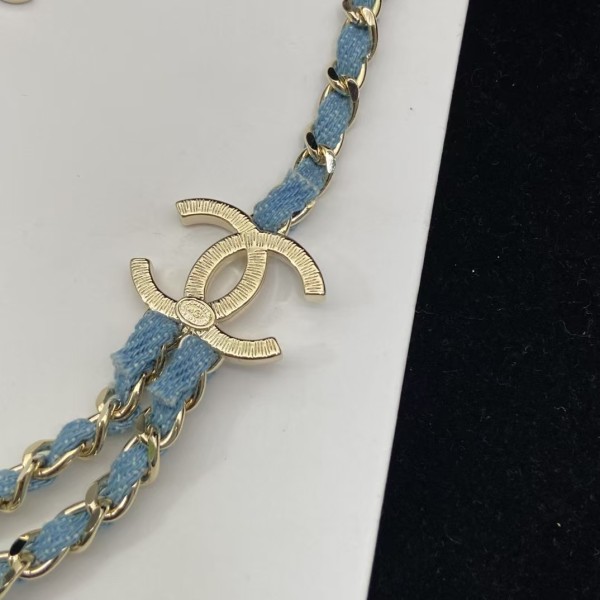 Classic brand Chanel necklace New denim blue double C necklace factory direct sales free shipping