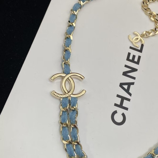 Classic brand Chanel necklace New denim blue double C necklace factory direct sales free shipping