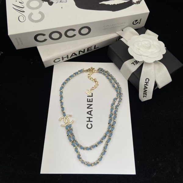 Classic brand Chanel necklace New denim blue double C necklace factory direct sales free shipping