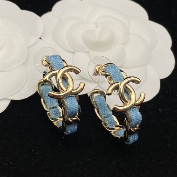 Classic brand Chanel earrings New denim blue double C earrings factory direct sales free shipping
