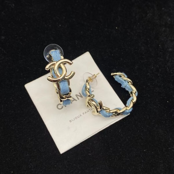 Classic brand Chanel earrings New denim blue double C earrings factory direct sales free shipping 