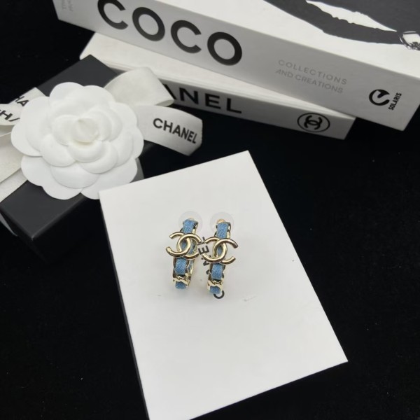 Classic brand Chanel earrings New denim blue double C earrings factory direct sales free shipping