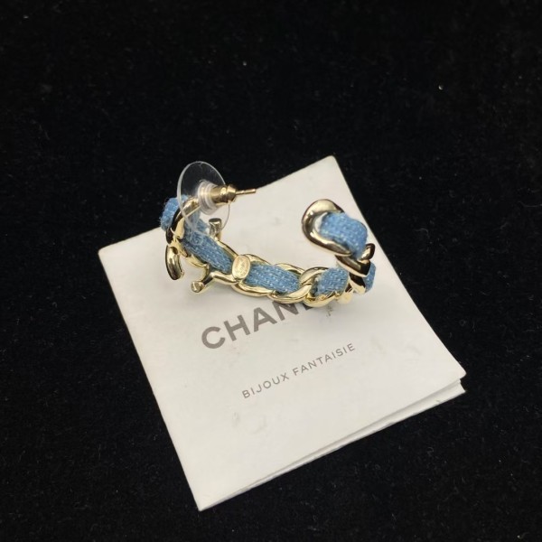 Classic brand Chanel earrings New denim blue double C earrings factory direct sales free shipping