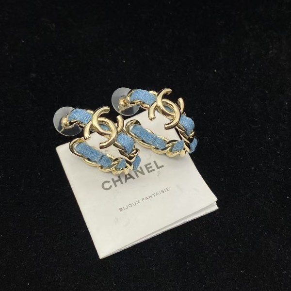 Classic brand Chanel earrings New denim blue double C earrings factory direct sales free shipping