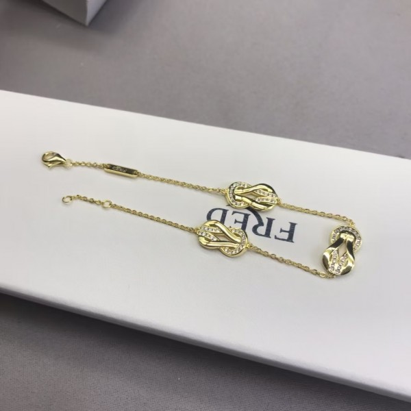 Light luxury brand FRED New Three Flower Half Diamond 8-Character Bracelet Factory Direct Sales Free Shipping