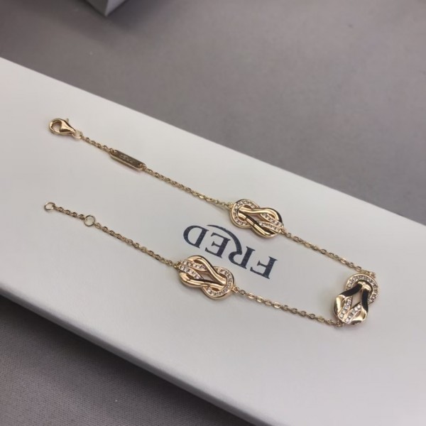 Light luxury brand FRED New Three Flower Half Diamond 8-Character Bracelet Factory Direct Sales Free Shipping