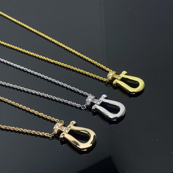Light luxury brand FRED New Thick Chain Half Diamond Horseshoe Necklace Factory Direct Sales Free Shipping 