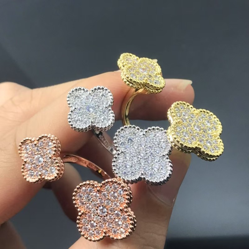 Classic brand Van Cleef&Arpels New Starry Sky Two Flower Ring factory direct sales free shipping